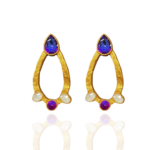 Baharak handmade earrings Papier-Mache with purple stone