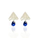 Jana handmade Papier-Mache earrings with blue stone