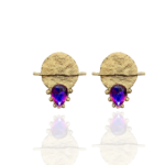 Sogoli handmade earrings Papier-Mache with purple stone