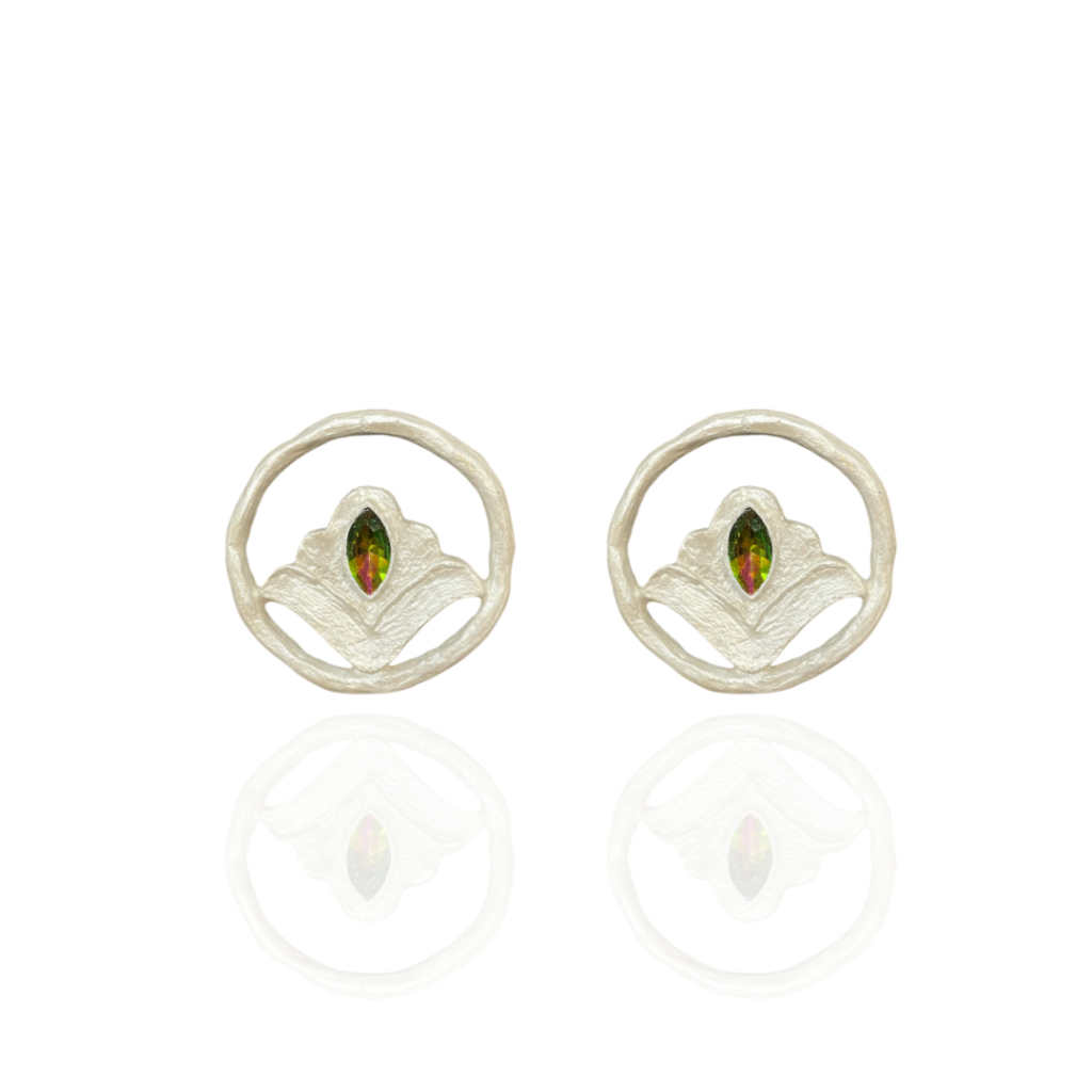 Pardisak handmade earrings Papier-Mache with pea stone