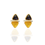 Mastane handmade Papier-Mache earrings with purple stone