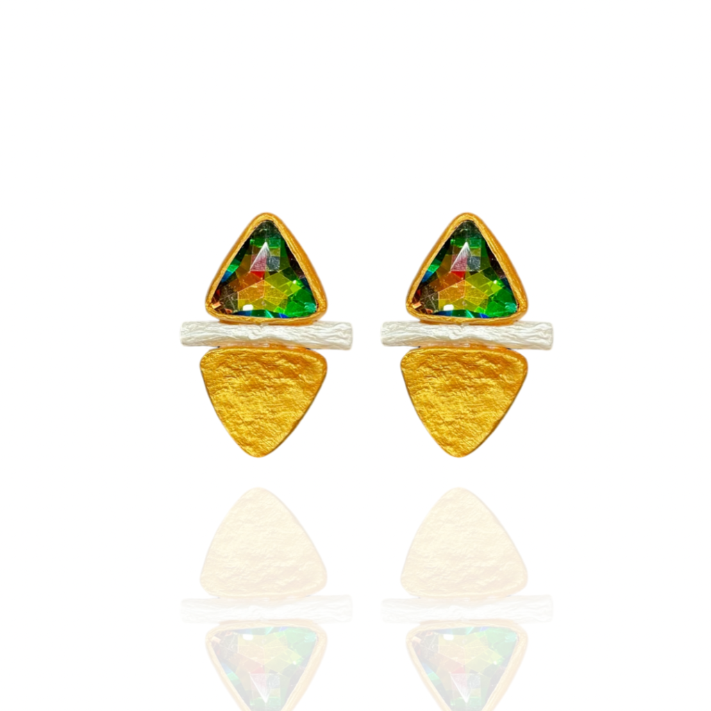 Mastane earrings handmade Papier-Mache with pea stone