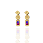 Baroque handmade earrings Papier-Mache with purple stone