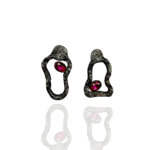 Ordibehesht handmade earrings Papier-Mache with fuchsia stone
