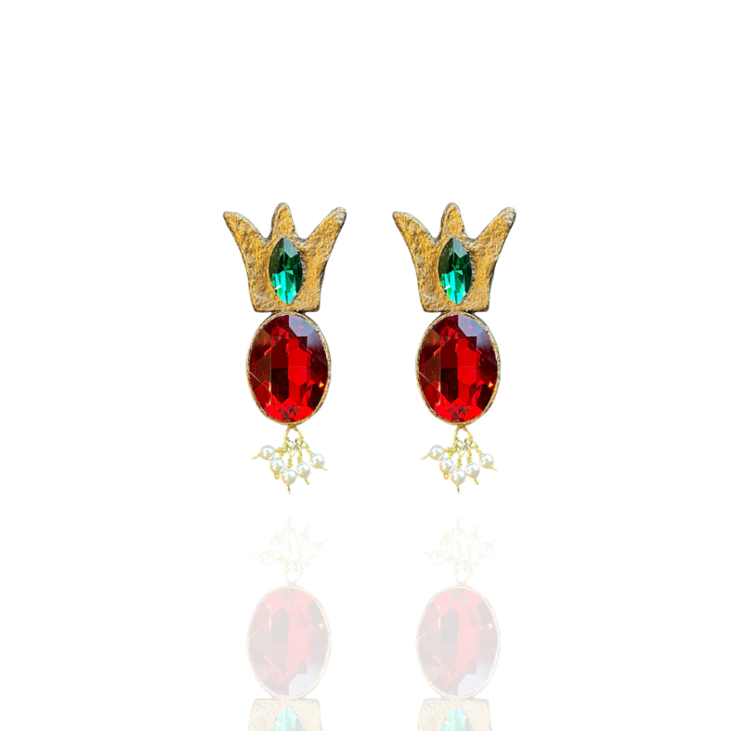 Anarak gold earrings handmade Papier-Mache