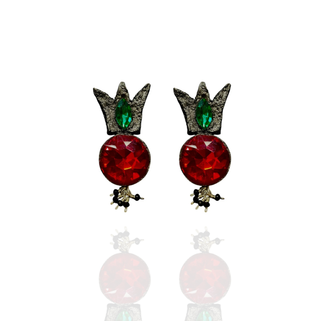 Anarak black earrings handmade Papier-Mache