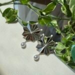 Tiroj – Earrings Inspired by the Shamseh (Eight-Pointed Sun Motif) and Teardrop Pearl Pendant