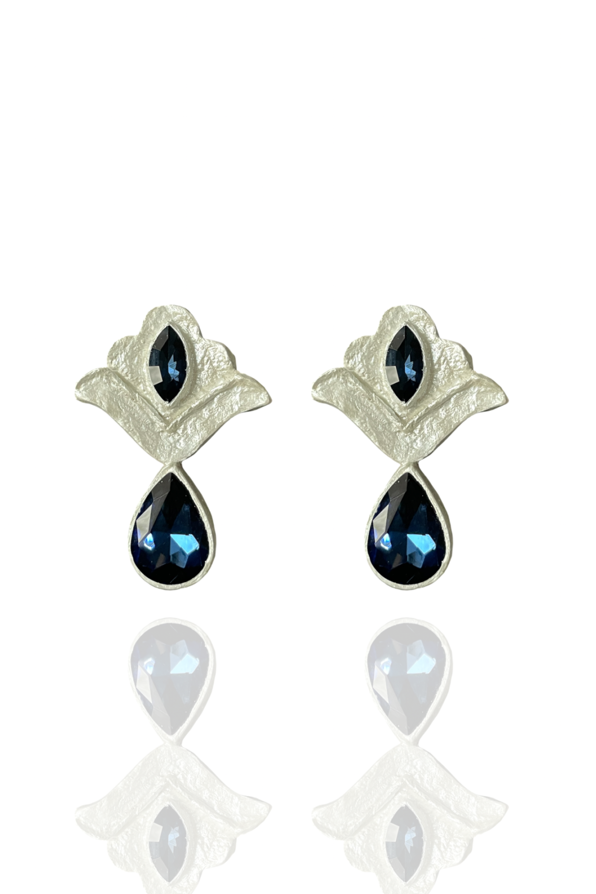 Pardis handmade earrings Papier-Mache with blue stone