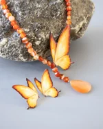 Handmade Resin Butterfly Necklace and Earrings, Agate Necklace - Image 3