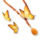 Handmade Resin Butterfly Necklace and Earrings, Agate Necklace
