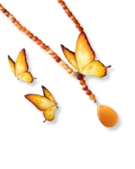Handmade Resin Butterfly Necklace and Earrings, Agate Necklace