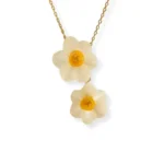 Handmade Resin Necklace, Real Narcissus, Steel Chain