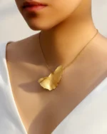 Echo of Ginkgo-Ginkgo Leaf Necklace with Gold Steel Chain - Image 2