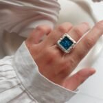 Nickel Silver Ring with Blue Resin – Free Size