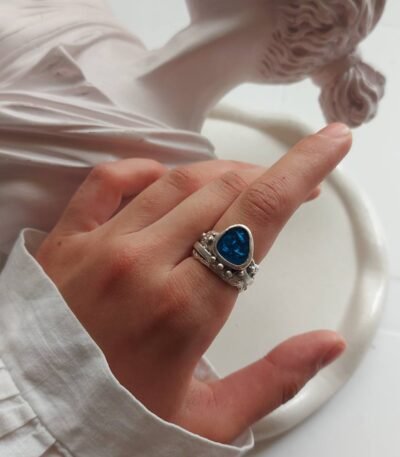 Vintage Nickel Silver Ring with Resin – Free Size