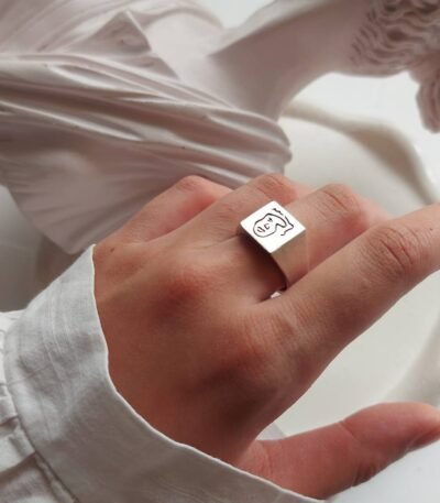 Nickel Silver Face Engraved Ring – Free Size