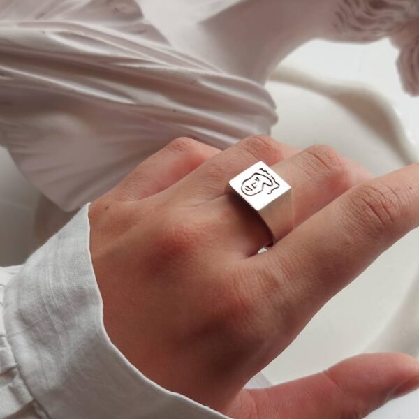 Nickel Silver Face Engraved Ring – Free Size