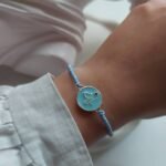 925 Silver Enamel Bracelet – "Mom" in Blue