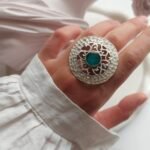 Elegant Nickel Silver Ring with Resin – Free Size