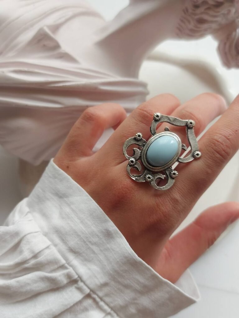 Handcrafted Nickel Silver Ring with Resin Inlay (Free Size)