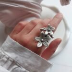 Nickel Silver Handmade Floral Ring – Free Size