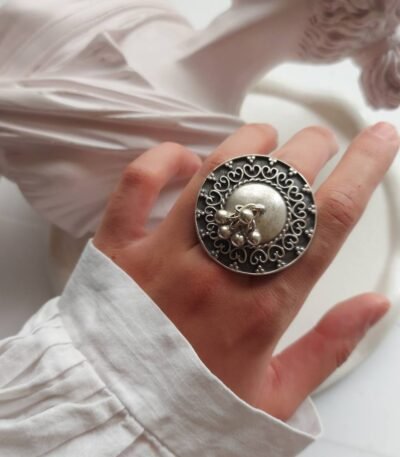 Nickel Silver Free-Size Statement Ring – Handmade