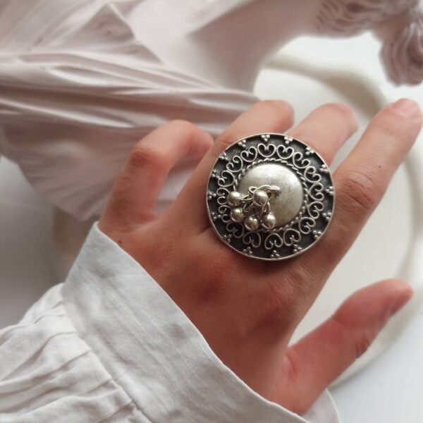 Nickel Silver Free-Size Statement Ring – Handmade