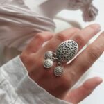 Vintage Nickel Silver Ring with Coin Pendants