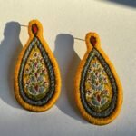 Lightweight Handmade Earrings with Pateh Embroidery and Brass Design - Image 3