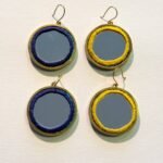 Handmade Brass Mirror Earrings with Balochi Embroidery & Decorative Pearls - Image 3