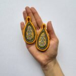 Lightweight Handmade Earrings with Pateh Embroidery and Brass Design - Image 8