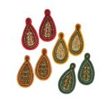Lightweight Handmade Earrings with Pateh Embroidery and Brass Design
