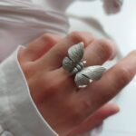 Medium Butterfly Nickel Silver Ring – Free Size