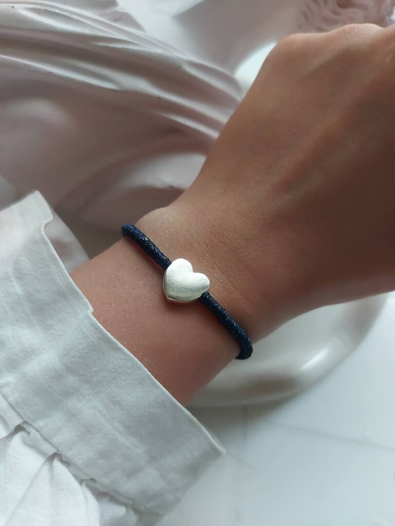 925 Silver Heart Bracelet with Thread Cord