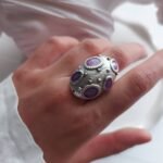 Elegant Nickel Silver Ring with Resin – Free Size