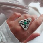 Triangle Pattern Nickel Silver Ring with Resin – Free Size