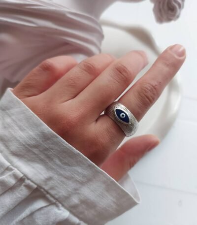 Nickel Silver Evil Eye Ring