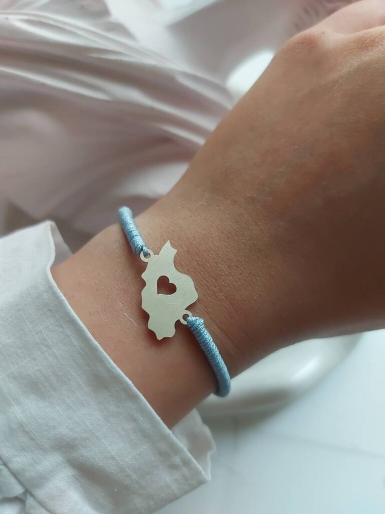 Silver 925 Bracelet – Iran Map with Heart