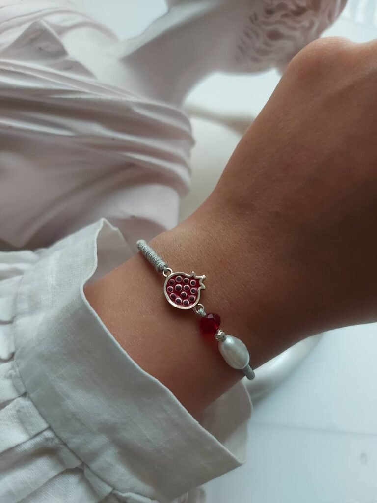 925 Silver Pomegranate Bracelet with Enamel
