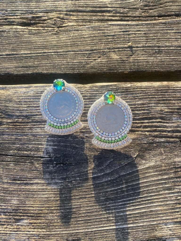 Samin Handmade Earrings (Pahlavi Coin with high Quality Stones)