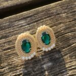 Zomorrod Handmade Earrings (Stone embroidery with high Quality Stones)