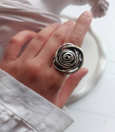 Nickel Silver Spiral Rose Ring