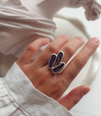 Nickel Silver Ring – Resin Inlay, Free Size