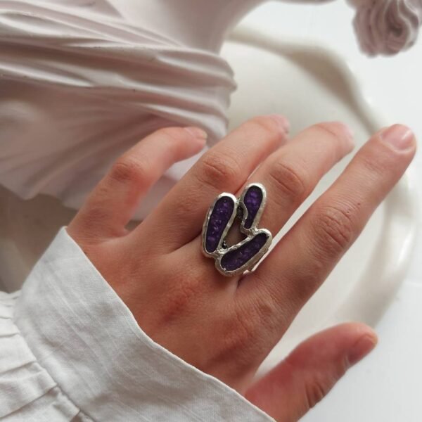 Nickel Silver Ring – Resin Inlay, Free Size