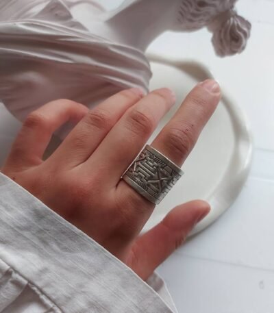 Handmade Nickel Silver Ring – Silver-Plated Tribal Art
