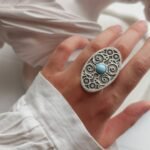 Nickel Silver Ring with Blue Resin – Free Size