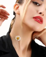 Handmade choker with a real daisy flower preserved in UV resin, designed on an invisible necklace cord for a delicate natural look