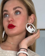 Pardisak handmade earrings Papier-Mache with pea stone - Image 3