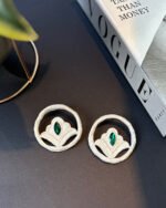 Pardisak Papier-Mache earrings with green stone - Image 2