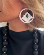 Pardisak Papier-Mache earrings with green stone - Image 3